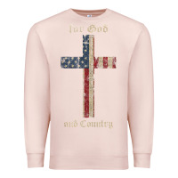 Pale Pink for god and country cross american flag faith us patriotic tank top Premium Sweatshirt - linhVisuals