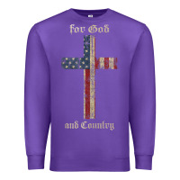 Purple for god and country cross american flag faith us patriotic tank top Premium Sweatshirt - linhVisuals