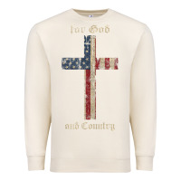 Sandshell for god and country cross american flag faith us patriotic tank top Premium Sweatshirt - linhVisuals