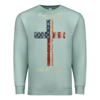Seafoam for god and country cross american flag faith us patriotic tank top Premium Sweatshirt - linhVisuals