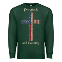 Sports Green for god and country cross american flag faith us patriotic tank top Premium Sweatshirt - linhVisuals