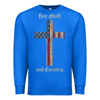 True Royal for god and country cross american flag faith us patriotic tank top Premium Sweatshirt - linhVisuals