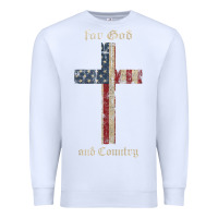 White for god and country cross american flag faith us patriotic tank top Premium Sweatshirt - linhVisuals