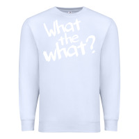 White what the what Premium Sweatshirt - linhVisuals