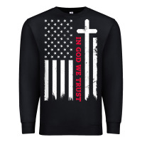 Black in god we trust with patriotic vintage american flag t shirt Premium Sweatshirt - linhVisuals