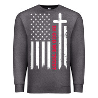 Charcoal Heather in god we trust with patriotic vintage american flag t shirt Premium Sweatshirt - linhVisuals