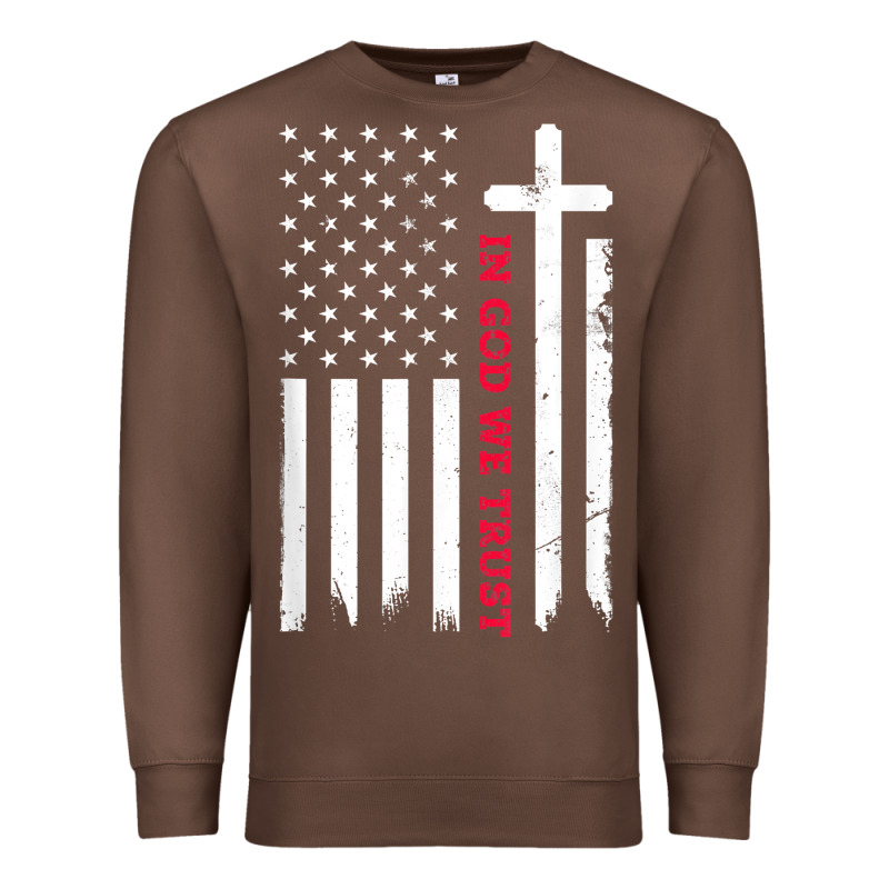 In God We Trust With Patriotic Vintage American Flag T Shirt Premium Sweatshirt by linhVisuals | Teevron