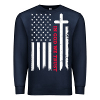 Navy in god we trust with patriotic vintage american flag t shirt Premium Sweatshirt - linhVisuals