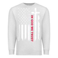 Oatmeal Heather in god we trust with patriotic vintage american flag t shirt Premium Sweatshirt - linhVisuals