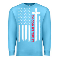 Ocean Blue in god we trust with patriotic vintage american flag t shirt Premium Sweatshirt - linhVisuals