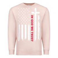 Pale Pink in god we trust with patriotic vintage american flag t shirt Premium Sweatshirt - linhVisuals