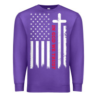 Purple in god we trust with patriotic vintage american flag t shirt Premium Sweatshirt - linhVisuals