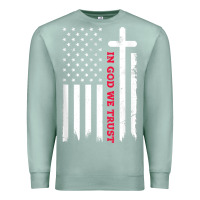 Seafoam in god we trust with patriotic vintage american flag t shirt Premium Sweatshirt - linhVisuals