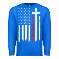 True Royal in god we trust with patriotic vintage american flag t shirt Premium Sweatshirt - linhVisuals