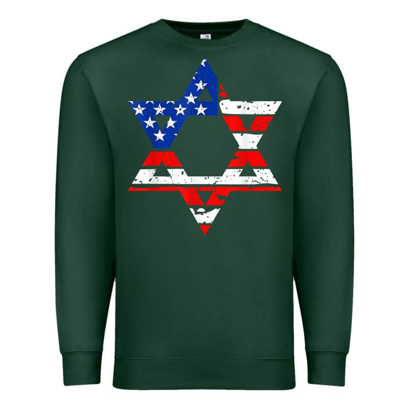 Hanukah American Flag Star Of David   Jewish Chanukah T Shirt Premium Sweatshirt by linhVisuals | Teevron