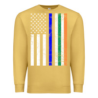 Antique Gold irish american flag thin blue line police st. patrick's day long sleev Premium Sweatshirt - linhVisuals