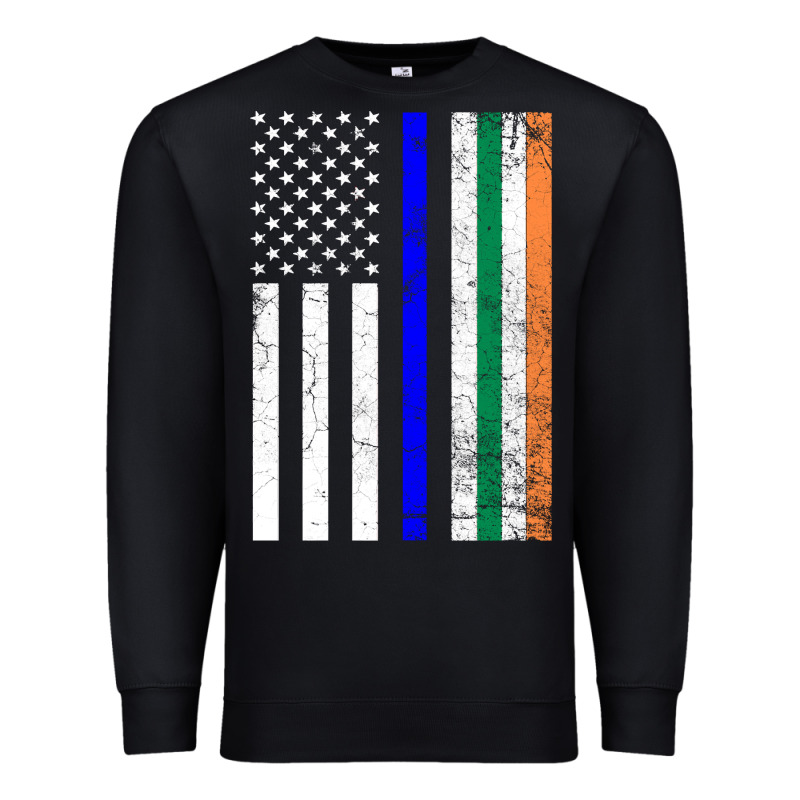 Irish American Flag Thin Blue Line Police St. Patrick's Day Long Sleev Premium Sweatshirt by linhVisuals | Teevron
