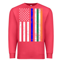 Cardinal irish american flag thin blue line police st. patrick's day long sleev Premium Sweatshirt - linhVisuals