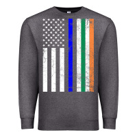 Charcoal Heather irish american flag thin blue line police st. patrick's day long sleev Premium Sweatshirt - linhVisuals
