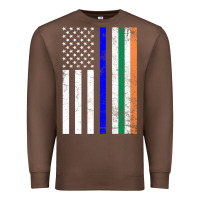 Chestnut irish american flag thin blue line police st. patrick's day long sleev Premium Sweatshirt - linhVisuals