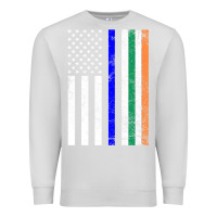 Dove Grey irish american flag thin blue line police st. patrick's day long sleev Premium Sweatshirt - linhVisuals