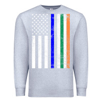 Heather Grey irish american flag thin blue line police st. patrick's day long sleev Premium Sweatshirt - linhVisuals