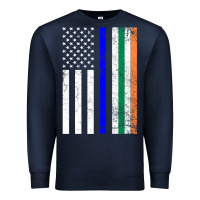 Navy irish american flag thin blue line police st. patrick's day long sleev Premium Sweatshirt - linhVisuals
