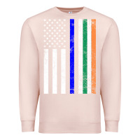 Pale Pink irish american flag thin blue line police st. patrick's day long sleev Premium Sweatshirt - linhVisuals