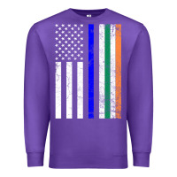 Purple irish american flag thin blue line police st. patrick's day long sleev Premium Sweatshirt - linhVisuals