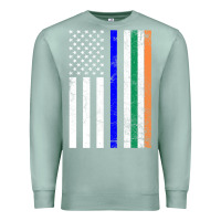 Seafoam irish american flag thin blue line police st. patrick's day long sleev Premium Sweatshirt - linhVisuals