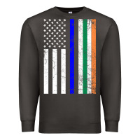 Smoke irish american flag thin blue line police st. patrick's day long sleev Premium Sweatshirt - linhVisuals
