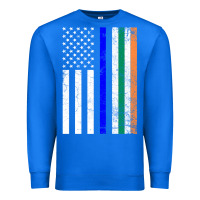 True Royal irish american flag thin blue line police st. patrick's day long sleev Premium Sweatshirt - linhVisuals