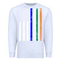 White irish american flag thin blue line police st. patrick's day long sleev Premium Sweatshirt - linhVisuals