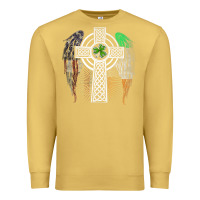 Antique Gold irish american usa flag celtic cross st patrick's day premium t shirt Premium Sweatshirt - linhVisuals