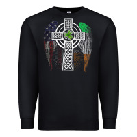 Black irish american usa flag celtic cross st patrick's day premium t shirt Premium Sweatshirt - linhVisuals