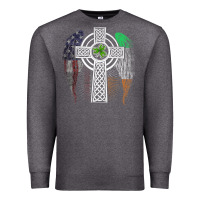 Charcoal Heather irish american usa flag celtic cross st patrick's day premium t shirt Premium Sweatshirt - linhVisuals