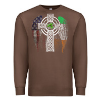 Irish American Usa Flag Celtic Cross St Patrick's Day Premium T Shirt Premium Sweatshirt | Teevron
