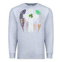 Heather Grey irish american usa flag celtic cross st patrick's day premium t shirt Premium Sweatshirt - linhVisuals