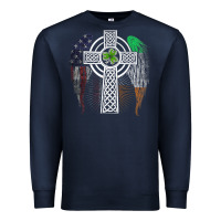 Navy irish american usa flag celtic cross st patrick's day premium t shirt Premium Sweatshirt - linhVisuals