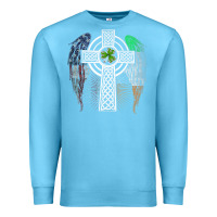Ocean Blue irish american usa flag celtic cross st patrick's day premium t shirt Premium Sweatshirt - linhVisuals