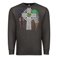 Smoke irish american usa flag celtic cross st patrick's day premium t shirt Premium Sweatshirt - linhVisuals