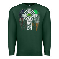 Sports Green irish american usa flag celtic cross st patrick's day premium t shirt Premium Sweatshirt - linhVisuals