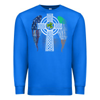 True Royal irish american usa flag celtic cross st patrick's day premium t shirt Premium Sweatshirt - linhVisuals