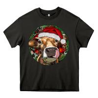 Asphalt Hereford Cow Christmas Heavy Core Tee - RanaPortraitStore