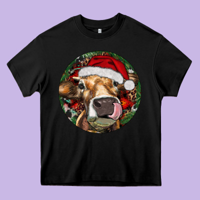 Hereford Cow Christmas Heavy Core Tee Designed By Ranaportraitstore