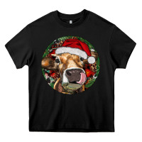 Black Hereford Cow Christmas Heavy Core Tee - RanaPortraitStore