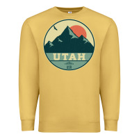 Antique Gold utah retro mountain badge Premium Sweatshirt - linhVisuals