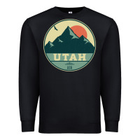 Black utah retro mountain badge Premium Sweatshirt - linhVisuals
