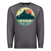 Charcoal Heather utah retro mountain badge Premium Sweatshirt - linhVisuals