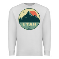 Dove Grey utah retro mountain badge Premium Sweatshirt - linhVisuals